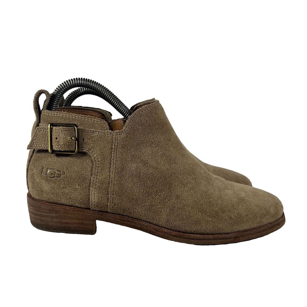 UGG Australia Kelsea Tan Suede Side Zip Ankle Boots Women's Size 7.5